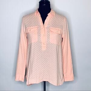 Madewell peach light orange swiss polka dot popover shirt size Small